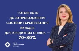  Готовність до запровадження системи гарантування вкладів для кредитних спілок — 70–80%