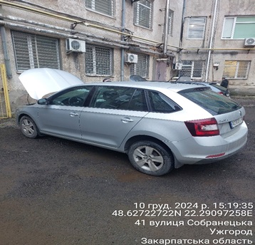 Автомобіль SKODA, модель SPACEBACK, легковий загальний хетчбек-В, рік випуску 2018, сірого кольору, номер державної реєстрації  AO8020СА, номер кузова TMBEC2NH1KB100221. Основні засоби в кількості 15 одиниць.