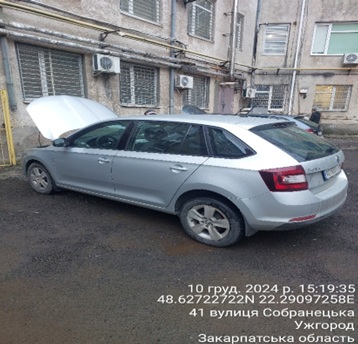 Автомобіль SKODA, модель SPACEBACK, легковий загальний хетчбек-В, рік випуску 2018, сірого кольору, номер державної реєстрації  AO8020СА, номер кузова TMBEC2NH1KB100221. Основні засоби в кількості 15 одиниць