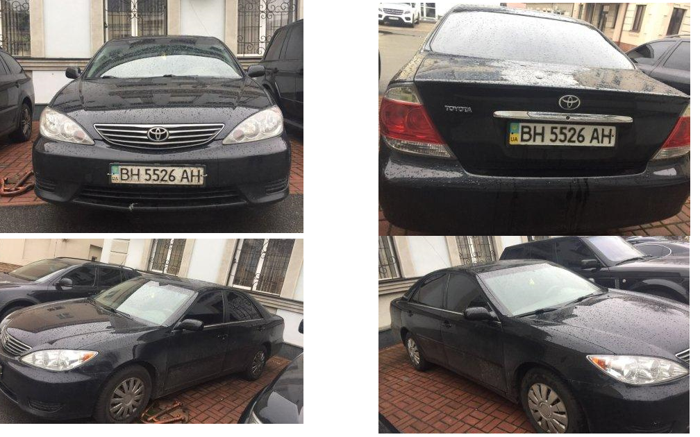 Автомобіль Toyota Camry, легковий седан, чорний, номер державної реєстрації BH5526AH, 2005 р.в., номер кузова JTDBE32K263052456, об’єм двигуна 2363