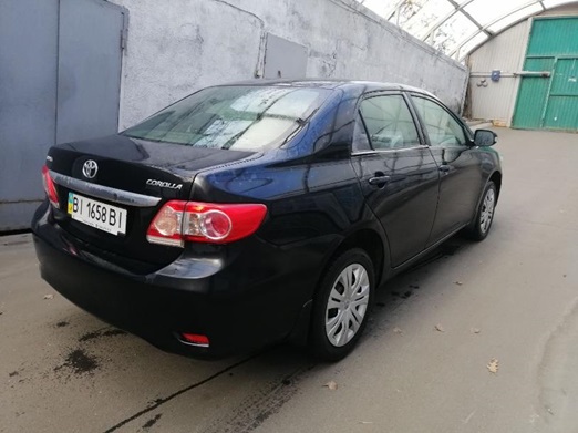 Автомобіль TOYOTA COROLLA 2010 року випуску, колір чорний, об’єм двигуна 1598 см. куб, номер кузова: JTNBV56E50J094702, тип пального - бензин,  номер державної реєстрації: ВІ1658ВІ. Сигналізація SPASE SECURITY GSM (на Toуota Corolla BI 1658BI)