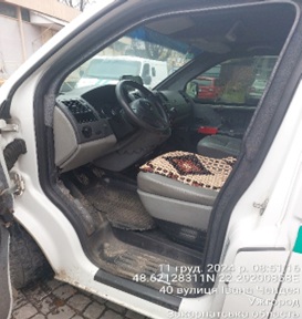 Автомобіль VOLKSWAGEN, модель TRANSPORTER, оперативний-В вантажний, інкасаційний спеціалізований  з панцеровим захистом ПЗСА-3, рік випуску 2013, об`єм двигуна 2,0 (дизель), білого кольору, номер державної реєстрації АО9216ВВ, номер кузова WV1ZZZ7HZEX007264, Основні засоби в кількості 10 одиниць